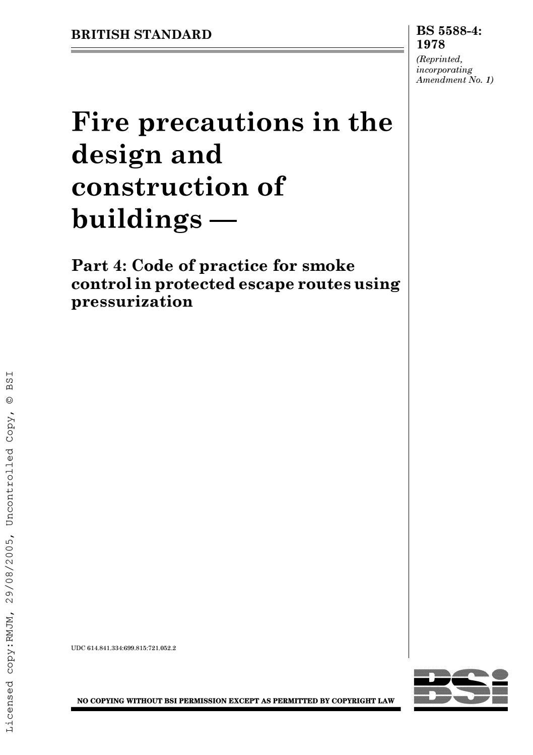 BS 5588-4 1978 Fire precautions in the design and construction